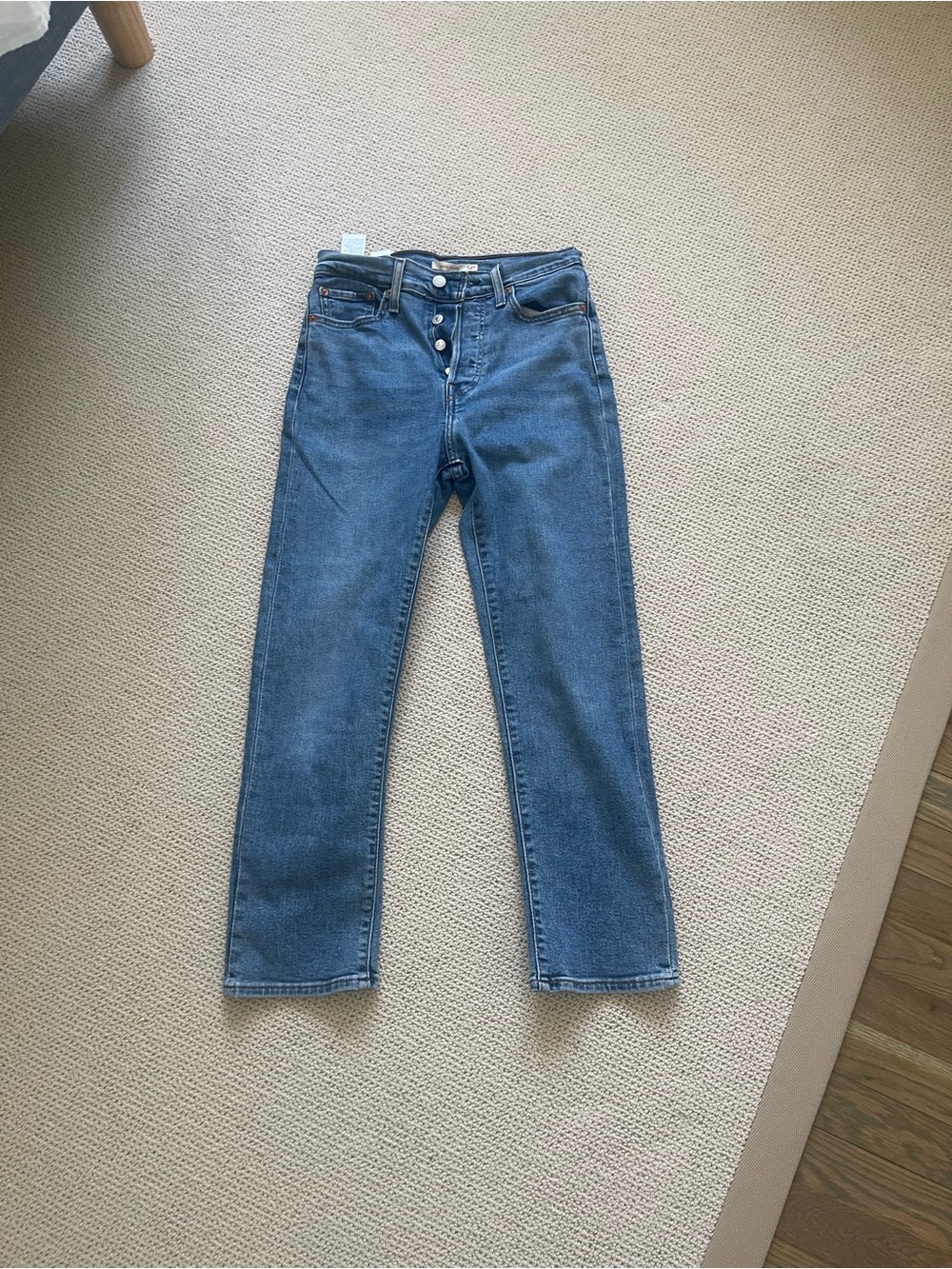 High-Rise Women's Blue Jeans - Classic Button-Fly